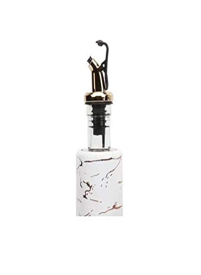 CherryBox Designer Glass Oil & Vinegar Dispenser Bottle for Kitchen | Stainless Steel Leak-Proof Cork | Oil Pourer and Holder 320ml (2 pcs, White) - Image 2